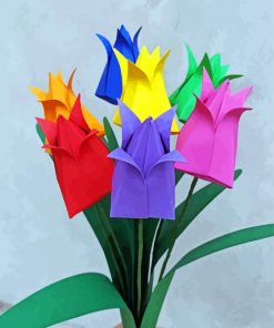 Origami Tulips Bouquet paint by numbers