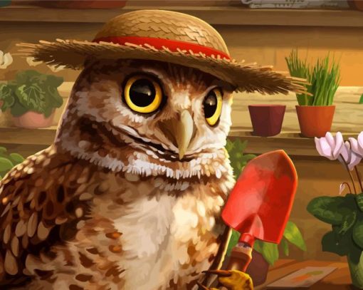 Owl in Hat paint by numbers
