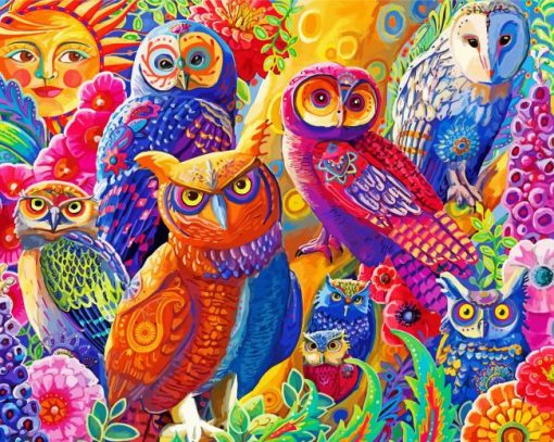 Owls Birds Art paint by numbers