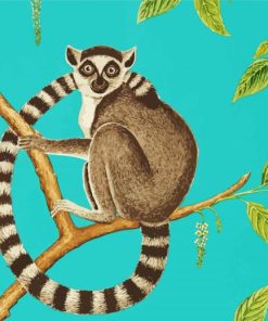 Ring Tailed Lemur on Branch paint by numbers