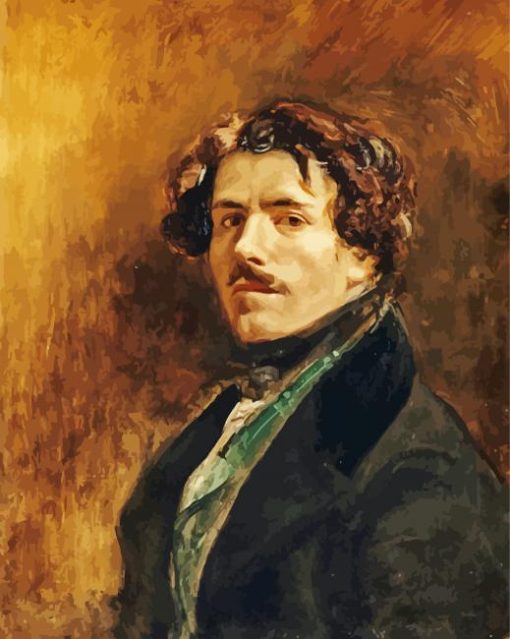 Self Portrait with Green Vest Delacroix Eugène paint by numbers