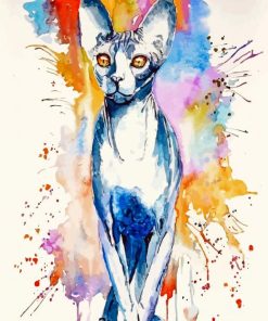 Splatter Sphynx Cat paint by numbers