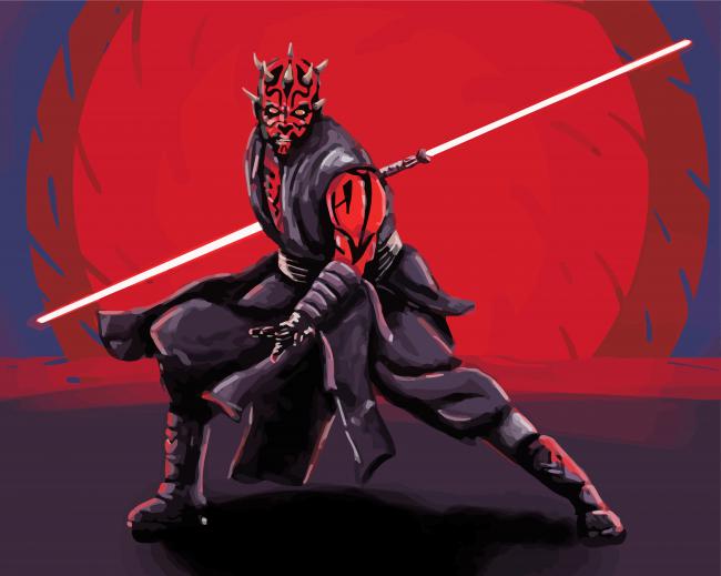 Star Wars Darth Maul Paint by Numbers - PaintingByNumbersKit.COM