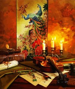 Still Life Violin And Candles paint by numbers