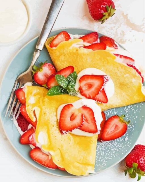 Strawberry Crepes with Cream Cheese paint by numbers