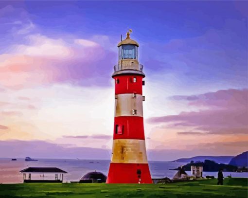 Sunrise At Plymouth Lighthouse paint by numbers