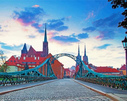 Tumski Bridge Wroclaw Poland paint by numbers