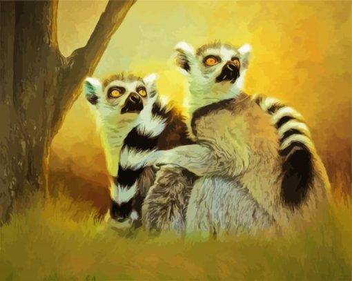 Two Lemurs paint by numbers