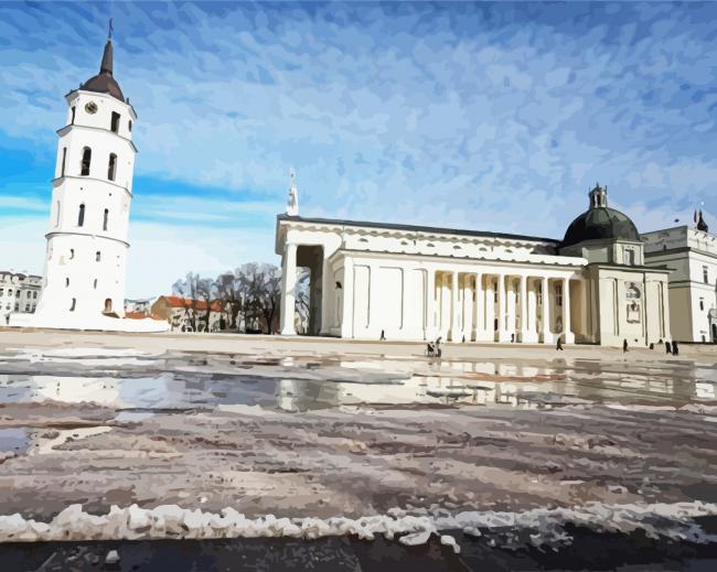 Vilnius Cathedral Basilica Lithuania paint by numbers