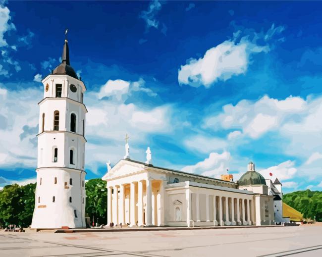 Vilnius Cathedral Lithuania paint by numbers