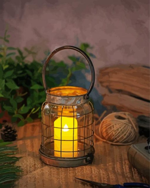 Vintage Candle Lantern paint by numbers