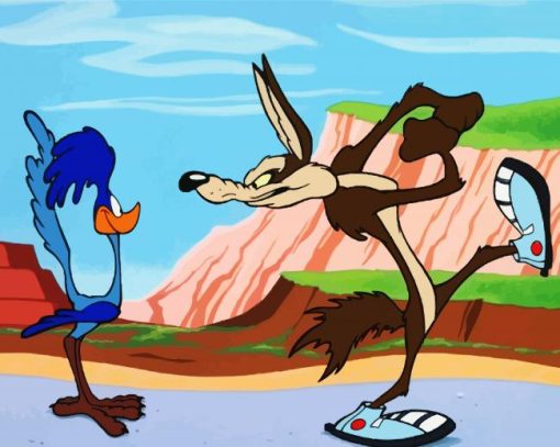 Wile E Coyote and The Road Runner Cartoon paint by numbers