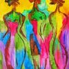 Abstract Three Women paint by numbers