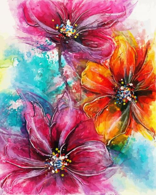 Abstract Three Flowers paint by numbers