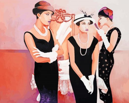 Aesthetic Three Deco Ladies paint by numbers