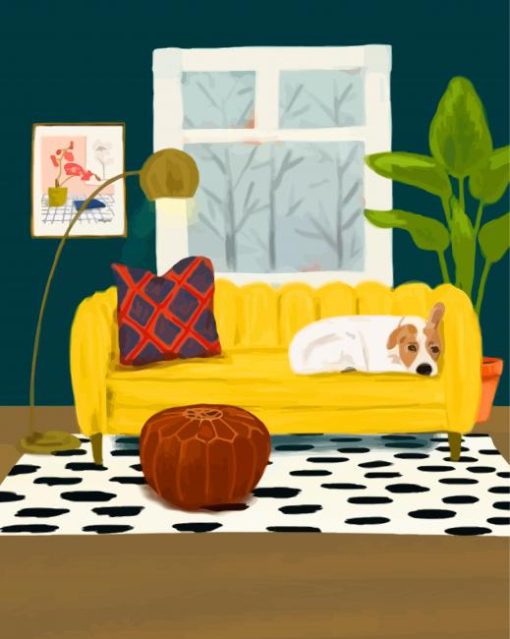 Aesthetic Dog on The Couch paint by numbers