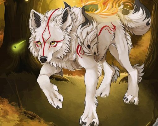 Aesthetic Okami Dog Art paint by numbers