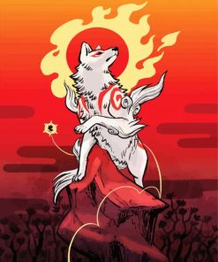 Aesthetic Okami Dog paint by numbers