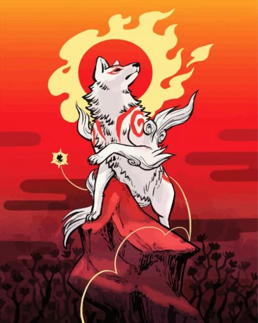 Aesthetic Okami Dog paint by numbers