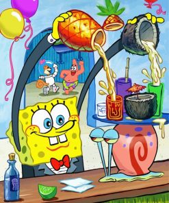 Aesthetic Spongebob and Gary paint by numbers