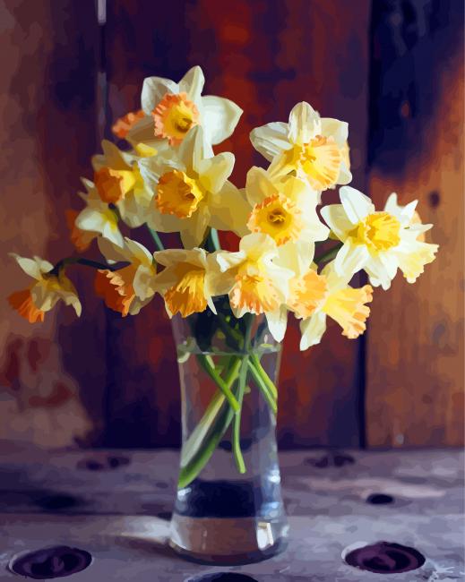 Aesthetic Vase of Narcissus Flowers paint by numbers