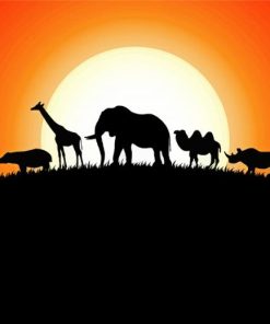 Animals Silhouette Illustration paint by numbers