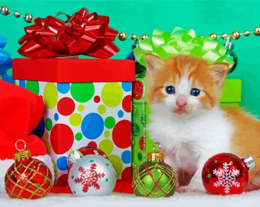 Christmas Kitten paint by numbers