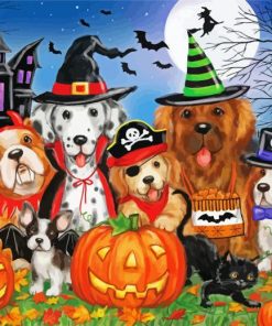 Cute Halloween Puppies paint by numbers