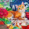 Cute kitty and Flowers paint by numbers