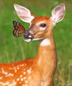 Doe and Monarch Butterfly paint by numbers