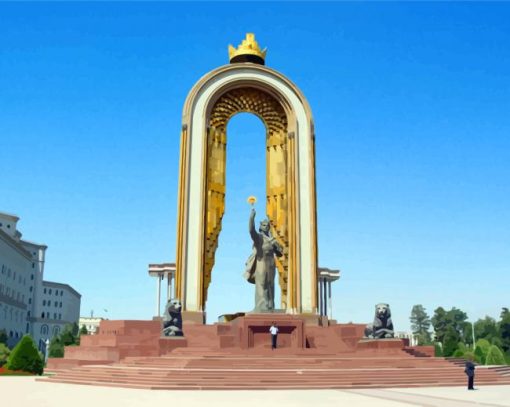 Dushanbe Somoni Monument paint by numbers