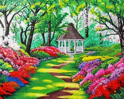 Enchanted Garden and Gazebo paint by numbers