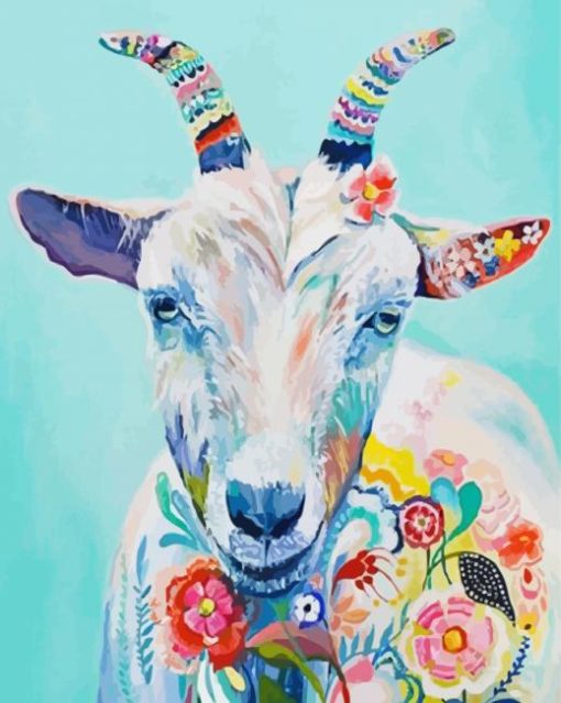 Floral Goat paint by numbers