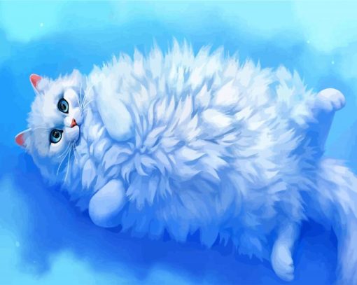 Fluffy White Cat paint by numbers