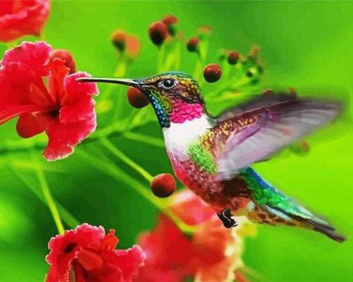 Flying Hummingbird paint by numbers