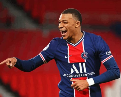 Footballer Kylian Mbappé paint by numbers