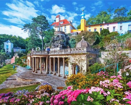 Gardens of North Wales Portmeirion paint by numbers