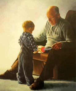 Grandson and Grandpa paint by numbers