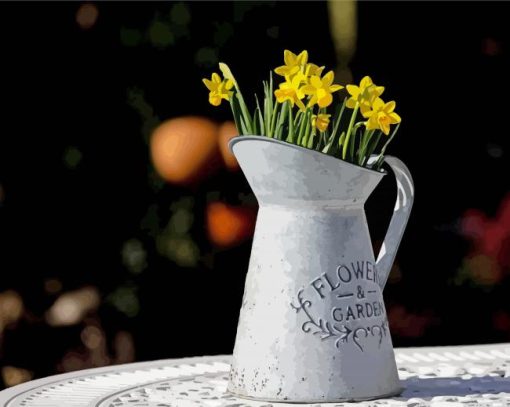 Grey Jug and Wild Daffodils paint by numbers