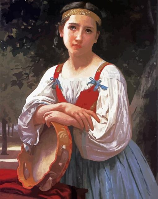 Gypsy Girl with a Basque Drum paint by numbers