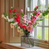 Hollyhocks Glass Vase paint by numbers