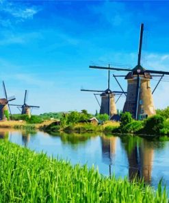 Kinderdijk Windmills paint by numbers