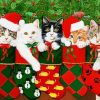 Kittens in Christmas Stockings paint by numbers