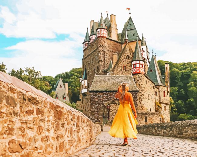 Lady in Eltz Castle paint by numbers
