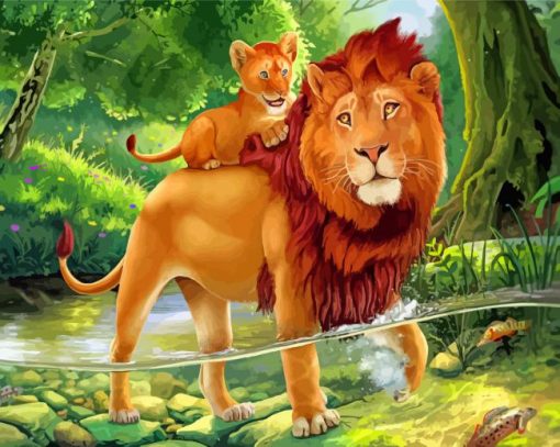 Lion and Cub paint by numbers