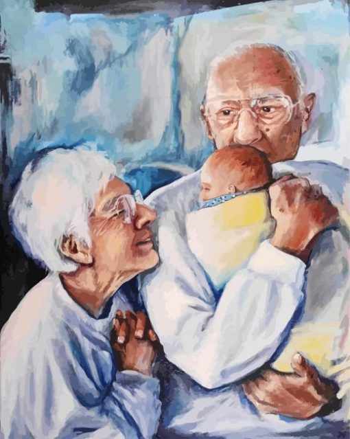 Newborn and Grandparents paint by numbers
