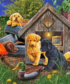 Puppies and Duck paint by numbers