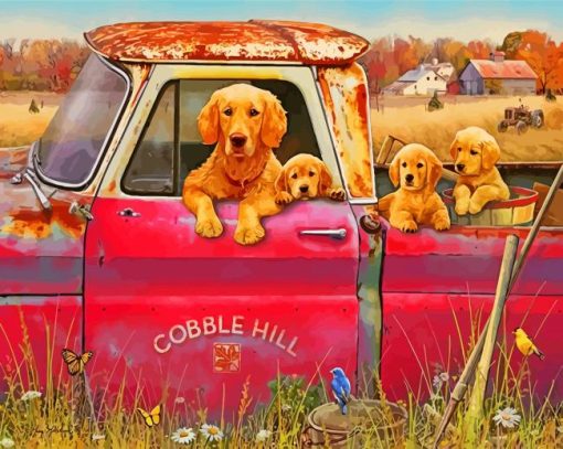 Puppies on a Truck paint by numbers
