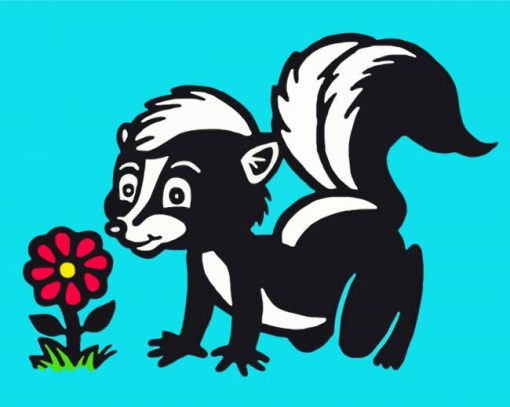 Skunk Smelling Flower paint by numbers