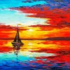 Sunset Sail Boat paint by numbers